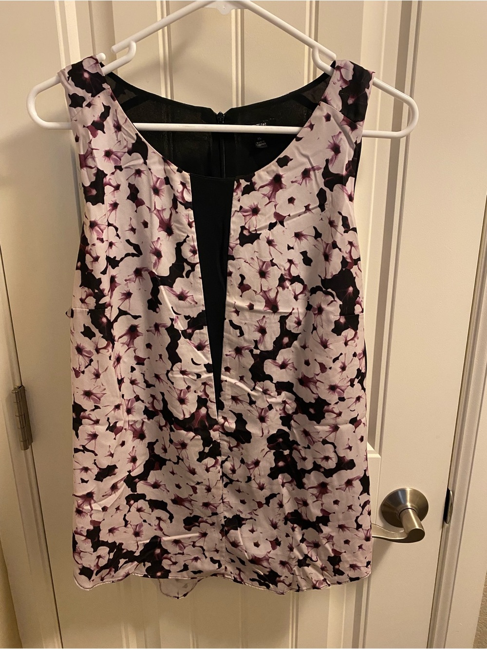 Apt 9 Top XL Zip Back Lined Sleeveless Blouse Purple Black READ Description